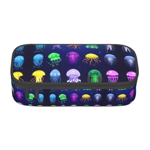 OTTKGGA Jellyfish Ocean Federmäppchen mit großem Fassungsvermögen, Reißverschluss, Schreibwaren-Organizer, Make-up-Tasche für Schule, Büro, Reisen, Schwarz , Einheitsgröße, Koffer von OTTKGGA