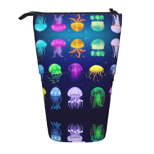 OTTKGGA Jellyfish Ocean Teleskop-Federmäppchen, Schreibwaren-Organizer mit Reißverschluss, tragbar, Schule, Büro, Studenten, Schwarz , Einheitsgröße von OTTKGGA
