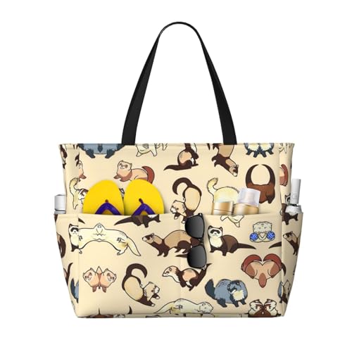 OTTKGGA Kleiner Panda, große Kapazität, Strand-Reisetasche, mehrere Taschen mit Reißverschluss, wasserdicht, für Pool, Urlaub, Fitnessstudio, Schwarz , Einheitsgröße von OTTKGGA