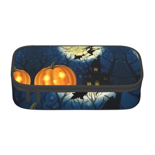 OTTKGGA Kürbis-Federmäppchen mit großem Fassungsvermögen, mit Reißverschluss, für Schreibwaren, Organizer, Make-up-Tasche für Schule, Büro, Reisen, Schwarz , Einheitsgröße, Koffer von OTTKGGA