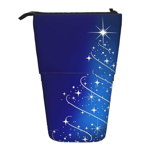 OTTKGGA Leuchtender Weihnachtsbaum, Teleskop-Federmäppchen, Schreibwaren-Organizer mit Reißverschluss, tragbar, Schule, Büro, Studenten, Schwarz , Einheitsgröße von OTTKGGA