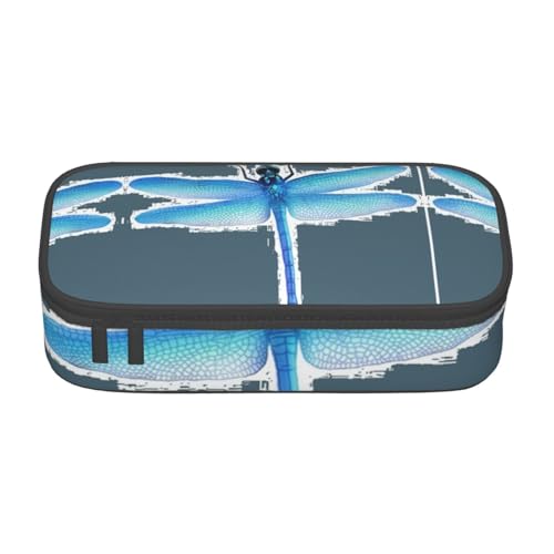 OTTKGGA Libellen-Federmäppchen mit großem Fassungsvermögen, Reißverschluss, Schreibwaren-Organizer, Make-up-Tasche für Schule, Büro, Reisen, Schwarz , Einheitsgröße, Koffer von OTTKGGA