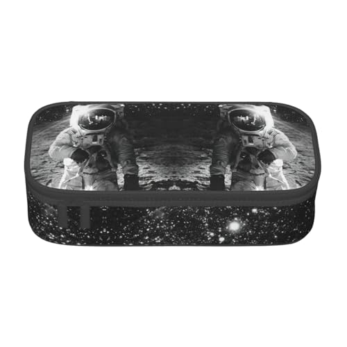 OTTKGGA Lunar Astronaut Federmäppchen mit großem Fassungsvermögen, Reißverschluss, Schreibwaren-Organizer, Make-up-Tasche für Schule, Büro, Reisen, Schwarz , Einheitsgröße, Koffer von OTTKGGA