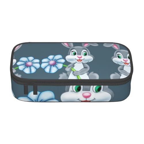 OTTKGGA Lustiges Osterhasen-Federmäppchen mit großem Fassungsvermögen und Reißverschluss, Schreibwaren-Organizer, Make-up-Tasche für Schule, Büro, Reisen, Schwarz , Einheitsgröße, Koffer von OTTKGGA