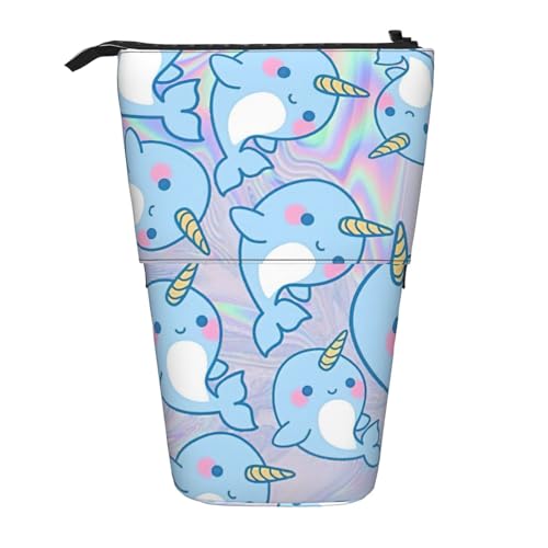 OTTKGGA Niedliches Fisch-Federmäppchen, Teleskop-Federmäppchen, Schreibwaren-Organizer mit Reißverschluss, tragbar, Schule, Büro, Studenten, Schwarz , Einheitsgröße von OTTKGGA