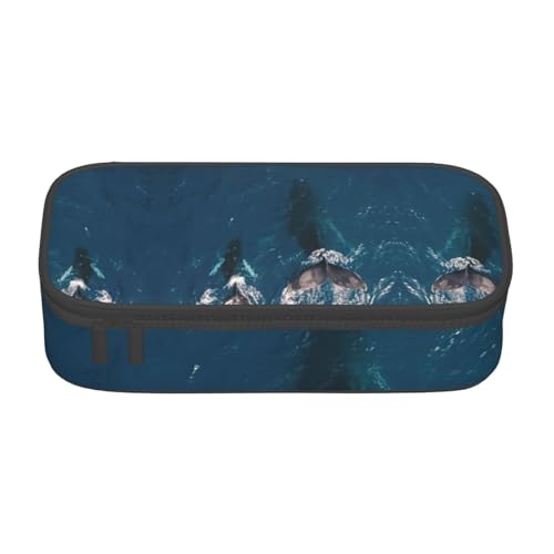 OTTKGGA Ocean Säugetier Wal große Kapazität Reißverschluss Federmäppchen Schreibwaren Organizer Make-up Tasche für Schule Büro Reisen, Schwarz , Einheitsgröße, Koffer von OTTKGGA
