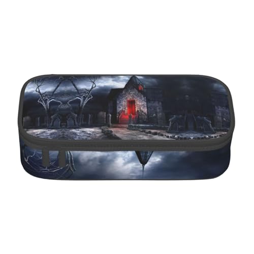 OTTKGGA Old Crypt Federmäppchen mit großem Fassungsvermögen und Reißverschluss, Schreibwaren-Organizer, Make-up-Tasche für Schule, Büro, Reisen, Schwarz , Einheitsgröße, Koffer von OTTKGGA