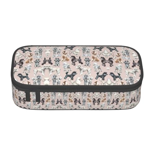 OTTKGGA Oodles of Poodles Federmäppchen, großes Fassungsvermögen, Reißverschluss, Schreibwaren, Organizer, Make-up-Tasche für Schule, Büro, Reisen, Schwarz , Einheitsgröße, Koffer von OTTKGGA