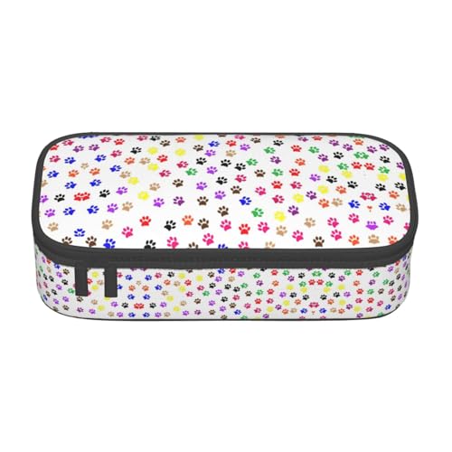 OTTKGGA Paw Prints Federmäppchen mit großem Fassungsvermögen, Reißverschluss, Schreibwaren-Organizer, Make-up-Tasche für Schule, Büro, Reisen, Schwarz , Einheitsgröße, Koffer von OTTKGGA