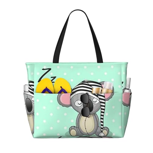 OTTKGGA Schlafende Koala-Kappe, große Kapazität, Strand-Reisetasche, mehrere Taschen mit Reißverschluss, wasserdicht, für Pool, Urlaub, Fitnessstudio, Schwarz , Einheitsgröße OTTKGGA Schlafende Koala-Kappe, große Kapazität, Strand-Reisetasche, mehrere Taschen mit Reißverschluss, wasserdicht, für Pool, Urlaub, Fitnessstudio, Schwarz , Einheitsgröße von OTTKGGA