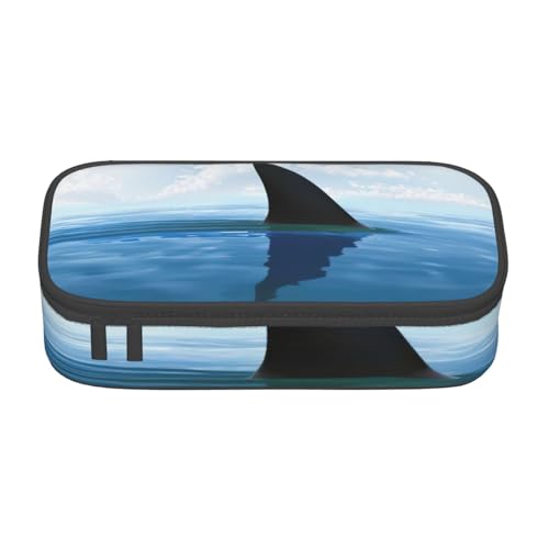 OTTKGGA Shark Cum Federmäppchen mit großem Fassungsvermögen und Reißverschluss, Schreibwaren-Organizer, Make-up-Tasche für Schule, Büro, Reisen, Schwarz , Einheitsgröße, Koffer von OTTKGGA