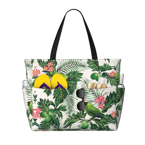 OTTKGGA Strand-Reisetasche für Paare, Papageien, großes Fassungsvermögen, mehrere Taschen mit Reißverschluss, wasserdicht, für Pool, Urlaub, Fitnessstudio, Schwarz , Einheitsgröße OTTKGGA Strand-Reisetasche für Paare, Papageien, großes Fassungsvermögen, mehrere Taschen mit Reißverschluss, wasserdicht, für Pool, Urlaub, Fitnessstudio, Schwarz , Einheitsgröße von OTTKGGA