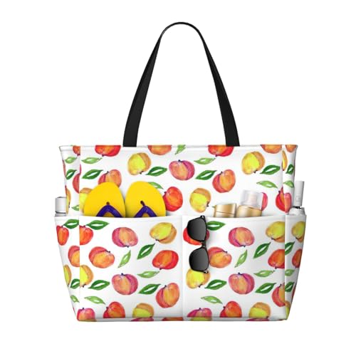 OTTKGGA Strand-Reisetasche mit Pfirsichdruck, großes Fassungsvermögen, mehrere Taschen mit Reißverschluss, wasserdicht, für Pool, Urlaub, Fitnessstudio, Schwarz , Einheitsgröße OTTKGGA Strand-Reisetasche mit Pfirsichdruck, großes Fassungsvermögen, mehrere Taschen mit Reißverschluss, wasserdicht, für Pool, Urlaub, Fitnessstudio, Schwarz , Einheitsgröße von OTTKGGA
