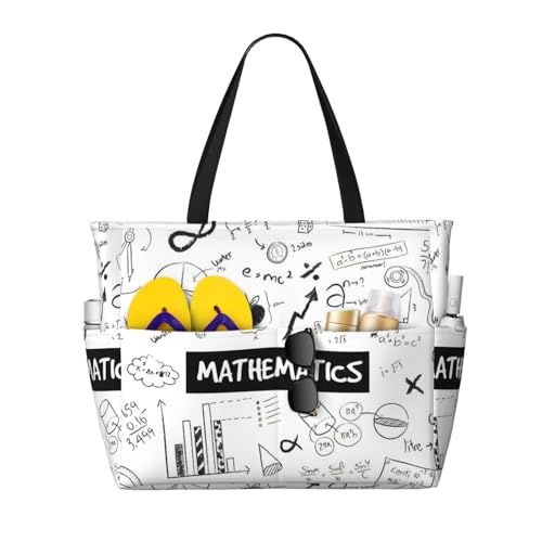 OTTKGGA Strand-Reisetasche mit mathematischem Aufdruck, großes Fassungsvermögen, mehrere Taschen mit Reißverschluss, wasserdicht, für Pool, Urlaub, Fitnessstudio, Schwarz , Einheitsgröße OTTKGGA Strand-Reisetasche mit mathematischem Aufdruck, großes Fassungsvermögen, mehrere Taschen mit Reißverschluss, wasserdicht, für Pool, Urlaub, Fitnessstudio, Schwarz , Einheitsgröße von OTTKGGA
