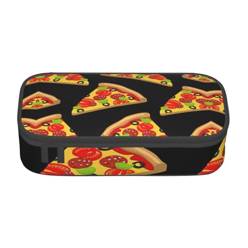 OTTKGGA Tasty Pizza Federmäppchen mit großem Fassungsvermögen, Reißverschluss, Schreibwaren-Organizer, Make-up-Tasche für Schule, Büro, Reisen, Schwarz , Einheitsgröße, Koffer von OTTKGGA