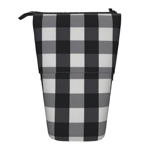 OTTKGGA Teleskop-Federmäppchen, mit Reißverschluss, tragbar, für Schule, Büro, Studenten, Schwarz und Weiß, Schwarz , Einheitsgröße von OTTKGGA