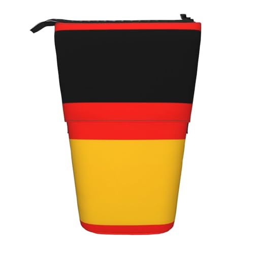 OTTKGGA Teleskop-Federmäppchen mit Deutschland-Flagge, Schreibwaren-Organizer mit Reißverschluss, tragbar, Schule, Büro, Studenten, Schwarz , Einheitsgröße von OTTKGGA