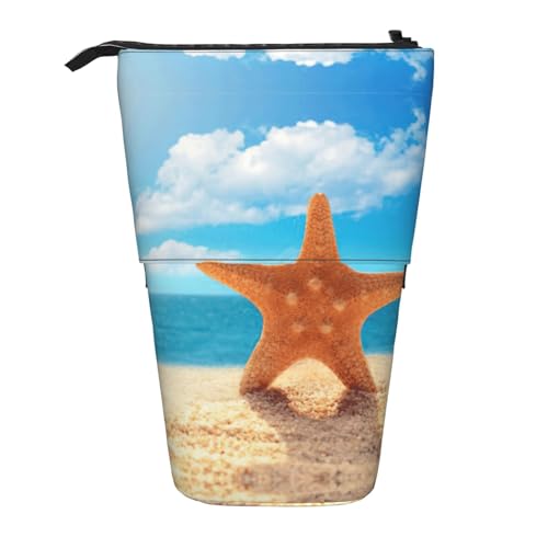 OTTKGGA Teleskop-Federmäppchen mit Seestern, mit Reißverschluss, tragbar, für Schule, Büro, Studenten, Schwarz , Einheitsgröße von OTTKGGA