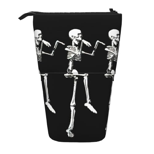 OTTKGGA Teleskop-Federmäppchen mit Skelett-Totenkopf-Motiv, tragbar, mit Reißverschluss, tragbar, für Schule, Büro, Studenten, Schwarz , Einheitsgröße von OTTKGGA