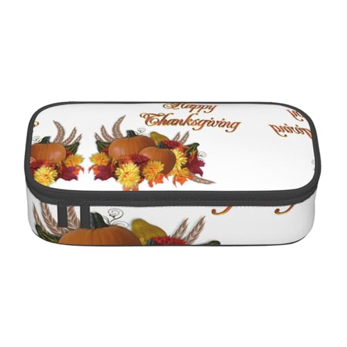 OTTKGGA Thanksgiving1 Federmäppchen mit großem Fassungsvermögen und Reißverschluss, Schreibwaren-Organizer, Make-up-Tasche für Schule, Büro, Reisen, Schwarz , Einheitsgröße, Koffer von OTTKGGA