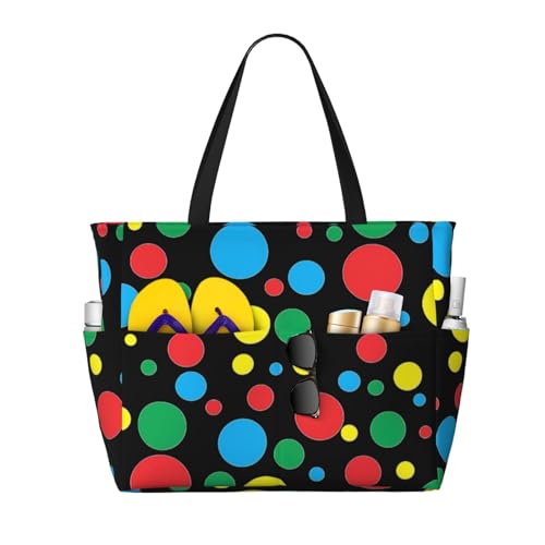 OTTKGGA Twister Strand-Reisetasche, gepunktet, große Kapazität, mehrere Taschen mit Reißverschluss, wasserdicht, für Pool, Urlaub, Fitnessstudio, Schwarz , Einheitsgröße OTTKGGA Twister Strand-Reisetasche, gepunktet, große Kapazität, mehrere Taschen mit Reißverschluss, wasserdicht, für Pool, Urlaub, Fitnessstudio, Schwarz , Einheitsgröße von OTTKGGA