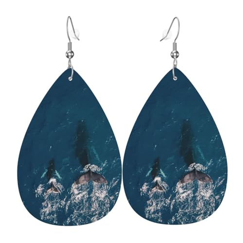 Ocean Säugetier Wal Damen Leder Ohrringe Tropfenmuster Ohrringe Mode Leicht Alltag Party Date, Einheitsgröße, Leder von OTTKGGA