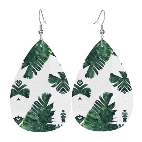Palmblätter Damen Lederohrringe Tropfenmuster Ohrringe Mode Leicht Alltag Party Date, Einheitsgröße, Leder von OTTKGGA