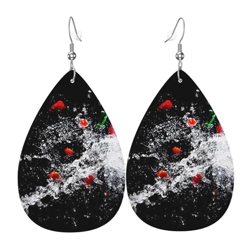 Paprika Wasserspritzer Damen Leder Ohrringe Tropfenmuster Ohrringe Mode Leicht Alltag Party Date, Einheitsgröße, Leder von OTTKGGA