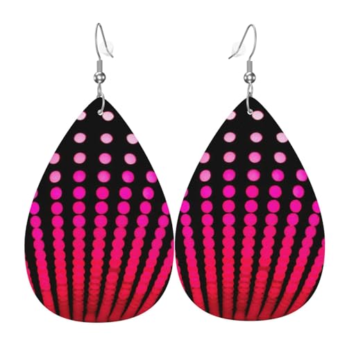 Rosa Moderne Punkte Damen Leder Ohrringe Tropfen Tropfen Druck Ohrringe Mode Leicht Alltag Party Date, Einheitsgröße, Leder von OTTKGGA