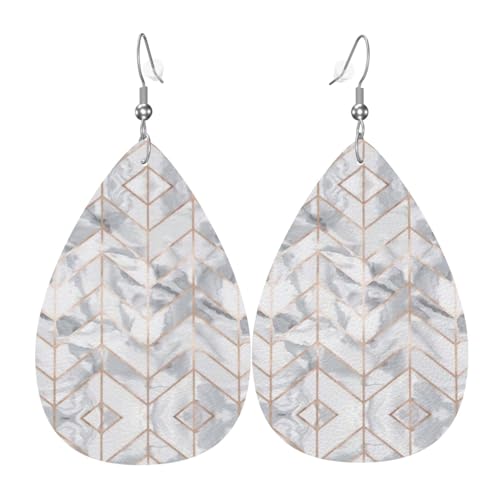 Rose Gold Marmor Design Hintergrund Damen Leder Ohrringe Tropfen Tropfen Druck Ohrringe Mode Leicht Alltag Party Date, Einheitsgröße, Leder von OTTKGGA