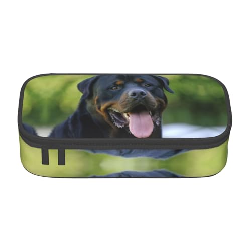 Rottweiler Federmäppchen mit großem Fassungsvermögen, Reißverschluss, Schreibwaren-Organizer, Make-up-Tasche für Schule, Büro, Reisen, Schwarz , Einheitsgröße, Koffer von OTTKGGA