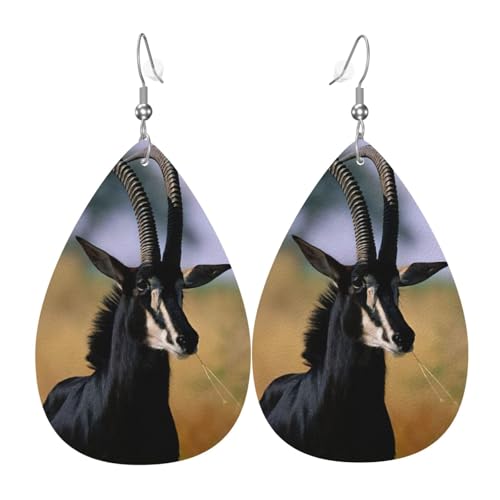 Sable Antilope Damen-Lederohrringe Tropfen-Druck Ohrringe Mode Leicht Alltag Party Date, Einheitsgröße, Leder von OTTKGGA