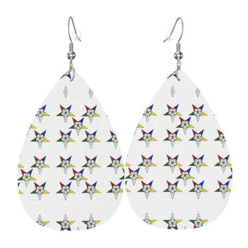 Stars Eastern Stars Damen-Lederohrringe Tropfen-Druck Ohrringe Mode Leicht Alltag Party Date, Einheitsgröße, Leder von OTTKGGA