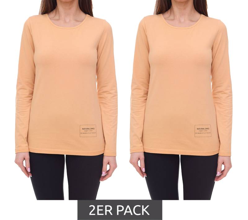 2er Sparpack OTTO products Langarm-Shirt nachhaltiges Damen Baumwoll-Shirt 25824245 Apricot von OTTO