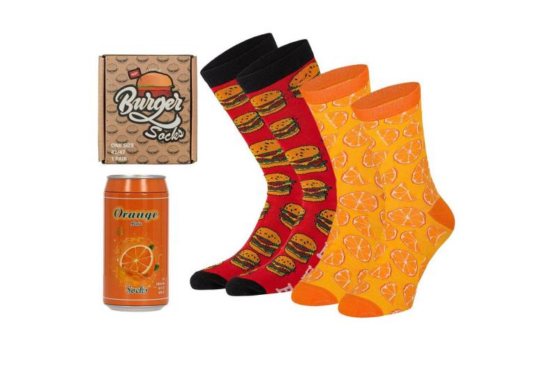 Apollo Socken FAST FOOD in origineller Verpackung in Größe 41/46 (2-Paar) originell verpackt, Doppelpack Socken-Menü, Geburtstag, Vatertag von Apollo