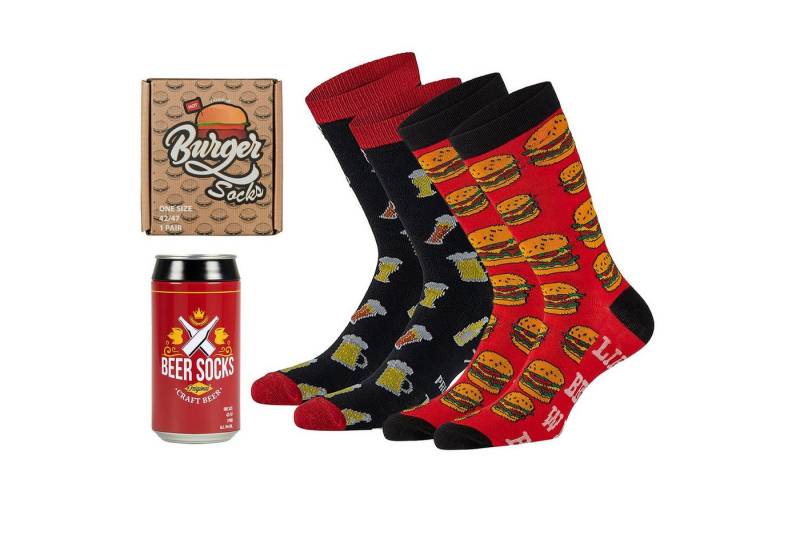 Apollo Socken FAST FOOD in origineller Verpackung in Größe 41/46 (2-Paar) originell verpackt, Doppelpack Socken-Menü, Geburtstag, Vatertag von Apollo