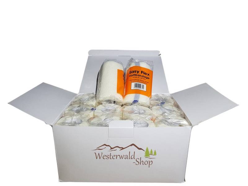 varivendo Bandage varivendo Notizblock + 12 x Easy Flex Haftbandage 10cm x 4,5m weiß (Rollen, 12-tlg., Haftbandagen), Cohesive-Bandage elastische-Haftbandage Fixierbandage von varivendo