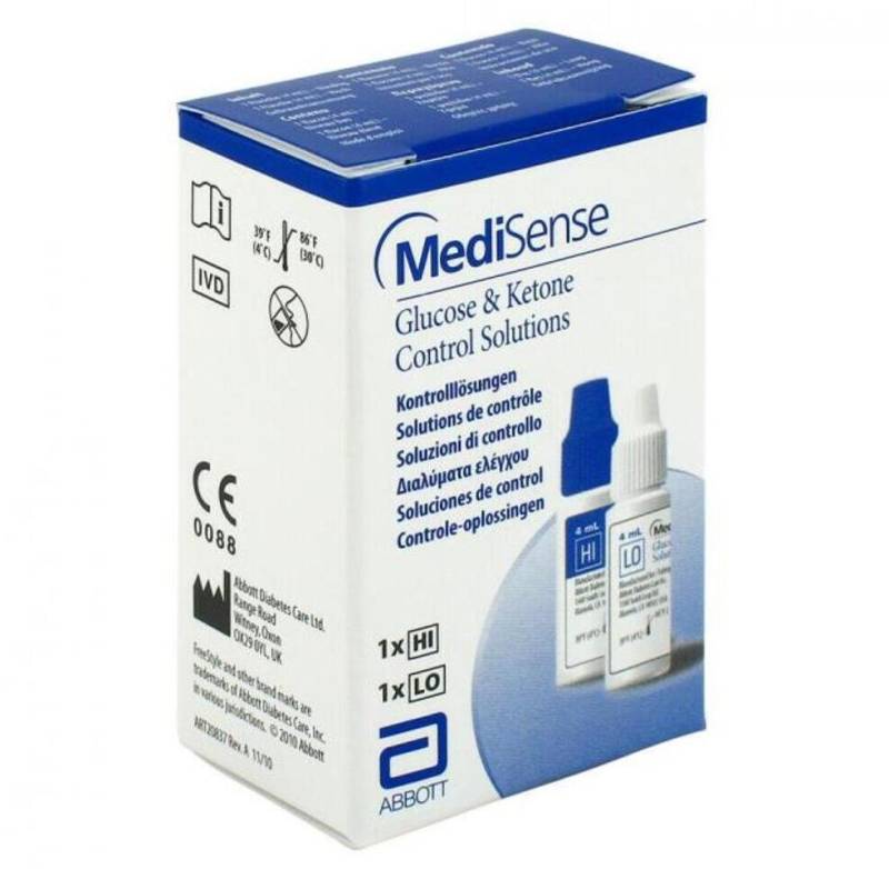 Abbott Blutzucker-Teststreifen Medisense Kontrolllösung Gluk.+Ketone H/N 2x4ml, Kombi-Set 2-St., Funktionskontrolle, Glukosekonzentration, Ketone Blutzuckerüberwachung von Abbott