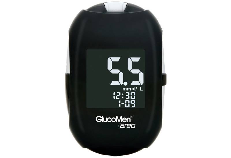 GlucoMen Blutzuckermessgerät areo Blutzucker mmol/l oder mg/dl, Spar-Set, Diabetestherapie Überwachung, Temperaturkompensation, Autocodierung, 700 Speicherplätze, Beleuchtetes Display, große Ziffern GlucoMen Blutzuckermessgerät areo Blutzucker mmol/l oder mg/dl, Spar-Set, Diabetestherapie Überwachung, Temperaturkompensation, Autocodierung, 700 Speicherplätze, Beleuchtetes Display, große Ziffern von GlucoMen