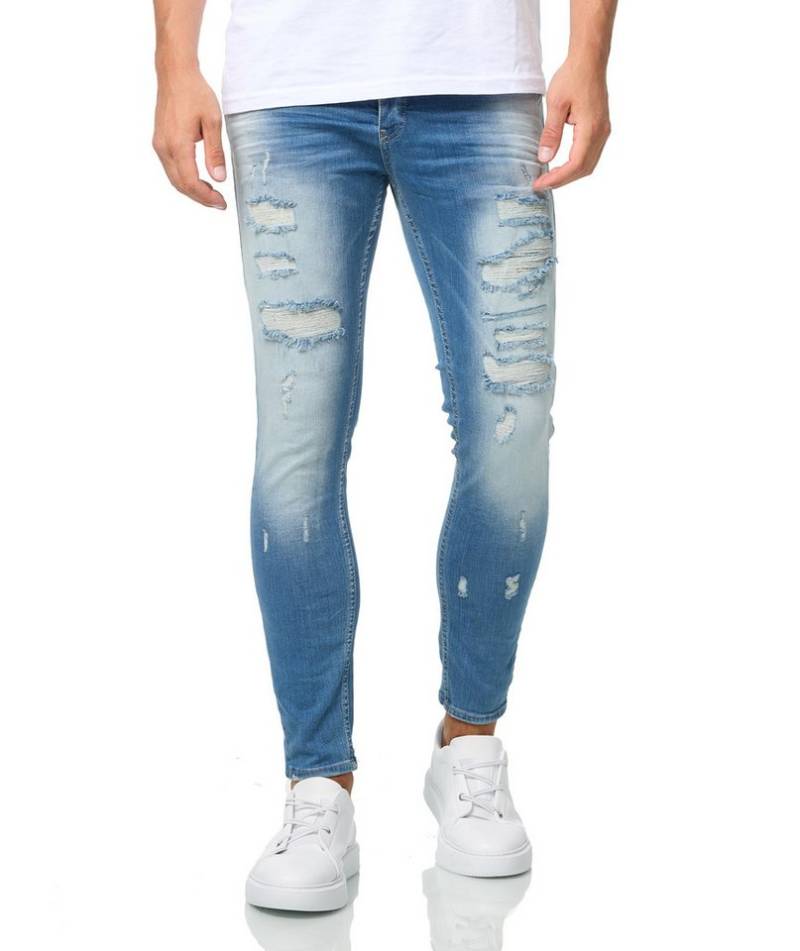 Denim House Slim-fit-Jeans Lässige Destroyed Herren Jeans in Slim Fit Blau W31/L32 von Denim House