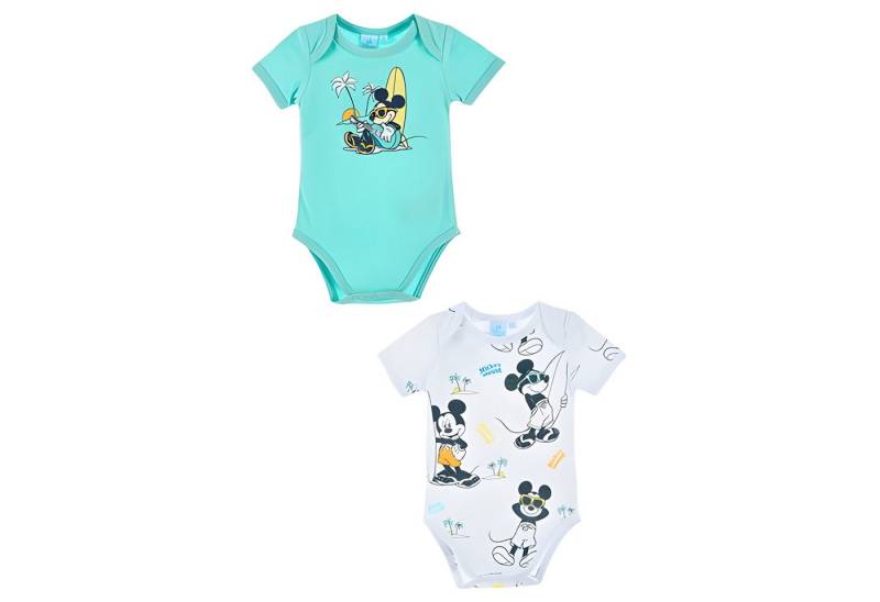 Disney Kurzarmbody Disney Mickey Maus Baby 2er Set kurzarm Body Strampler 100% Baumwolle, Gr. 68 bis 86 von Disney