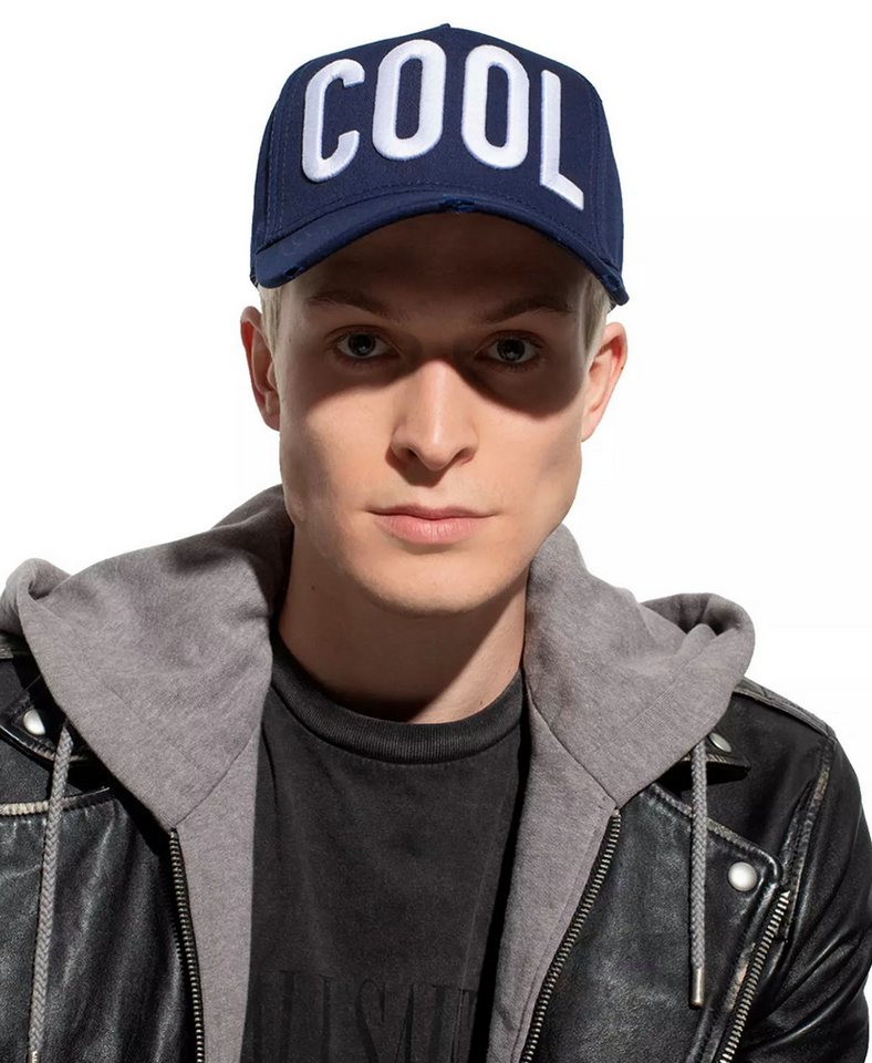 Dsquared2 Baseball Cap Basebalkappe Icon COOL Logo Kappe Mütze Hat Cap Distressed-Elemente, 6-Panel-Design, Verstellbarer Metallschnalle von Dsquared2