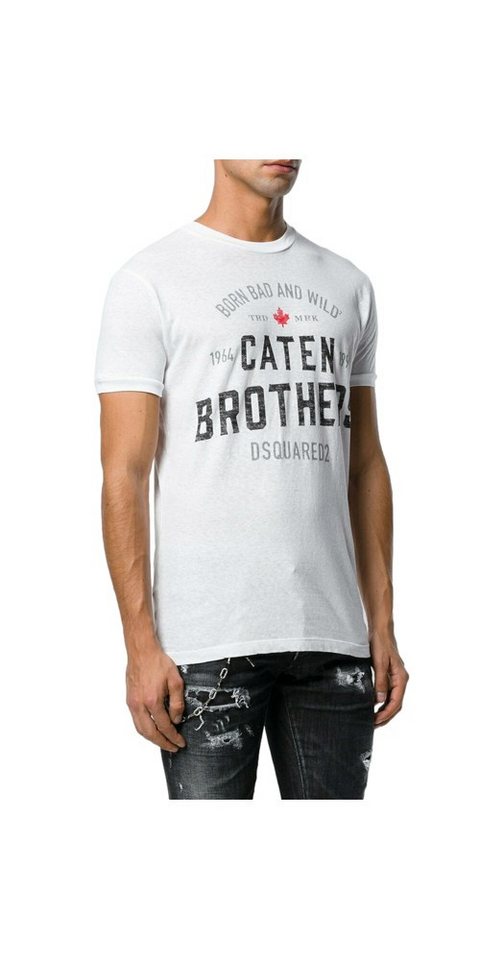 Dsquared2 Print-Shirt Dsquared2 Caten Brothers T-Shirt Herren Weiß von Dsquared2