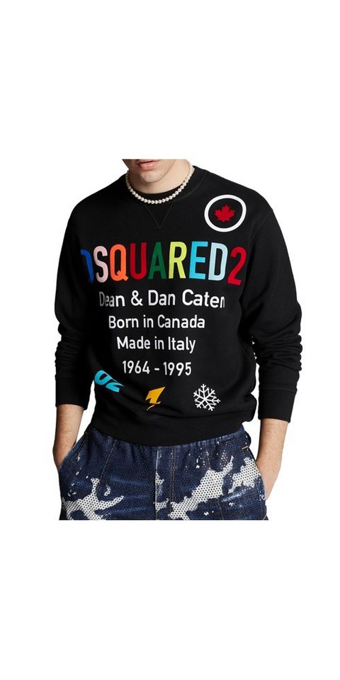 Dsquared2 Rundhalspullover Dsquared2 Rainbow Pullover Schwarz Herren von Dsquared2