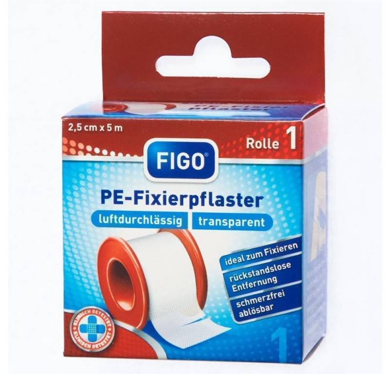 FIGO Wundpflaster Rollenpflaster PE transp. 2,5cm x 5m Schachtel (Rolle, 1 St., Rollenpflaster), Pflasterverband Verbandrolle Rollenverband Heftpflaster von Figo