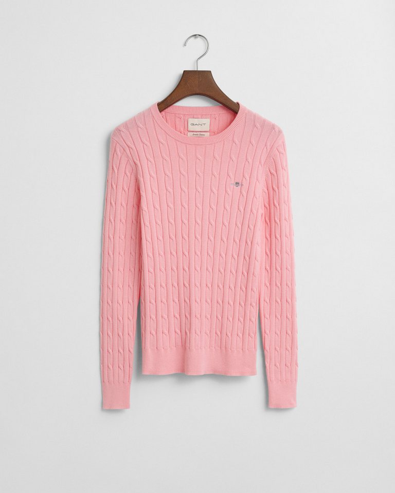 Gant Strickpullover STRETCH COTTON CABLE C-NECK mit Logostickerei auf der Brust von Gant