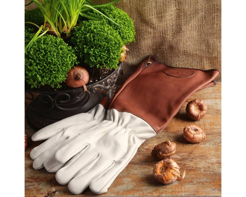 Gartenhandschuhe Rosenhandschuhe lang mit Lederstulpe Damen Gr. M von OTTO