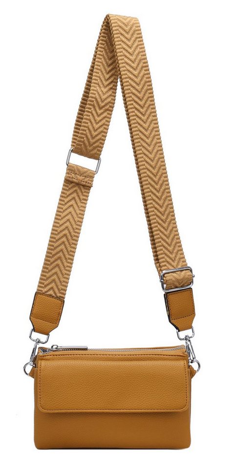 ITALYSHOP24 Geldbörse Damen Umhängetasche CrossBody Brieftasche Geldbörse Handytasche Reise (Tasche mit einem breitem Muster Stoffgurt/Umhängeband), Bodybag Cross Bag Schmucktasche Brieftasche Clutch Abendtasche von ITALYSHOP24