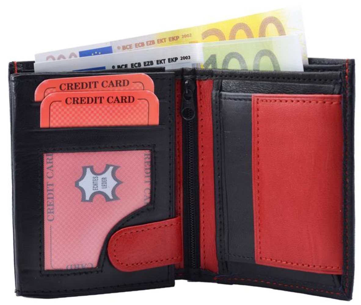 Geldbörse Geldbörse Nappa Leder Kombibörse klein schwarz/rot (1-tlg) von OTTO