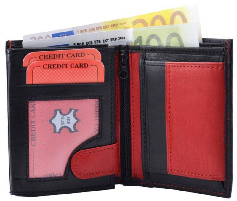 Geldbörse Geldbörse Nappa Leder Kombibörse klein schwarz/rot (1-tlg) von OTTO